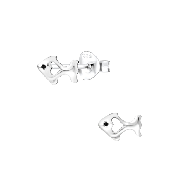 Silver Fish Stud Earrings - 1000