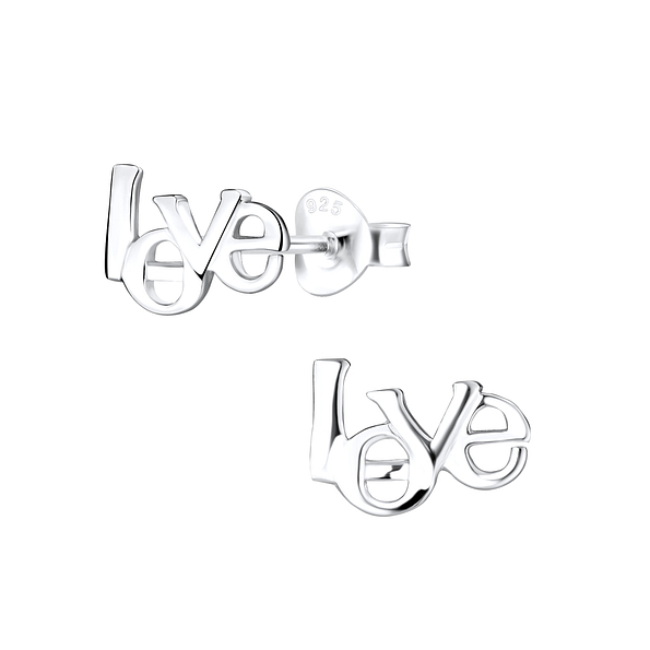 Silver Love Stud Earrings - 1064