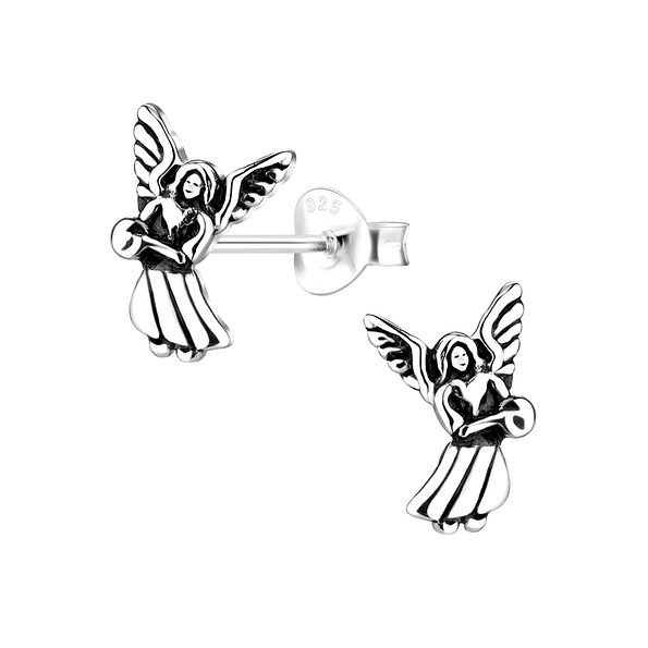 925 Silver Jewelry | Silver Angel Stud Earrings - 1075
