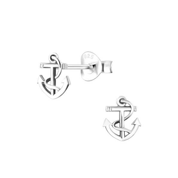 Silver Anchor Stud Earrings - 1034 Silver Anchor Stud Earrings - 1034