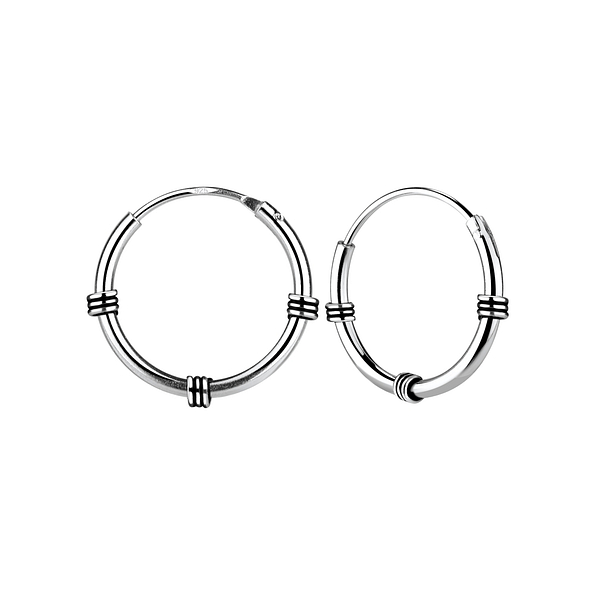 14mm Silver Bali Hoops - 1478