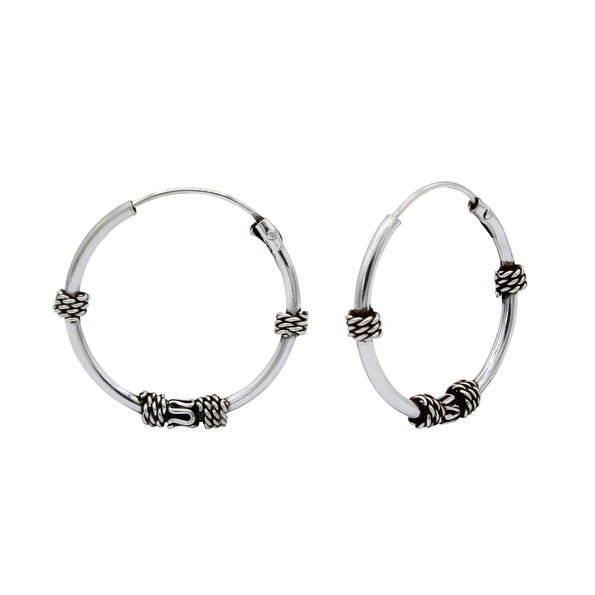18mm Silver Bali Hoops - 1480