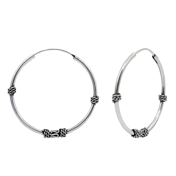 25mm Silver Bali Hoops - 1482 25mm Silver Bali Hoops - 1482