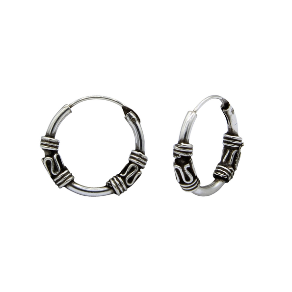 12mm Silver Bali Hoops - 1484