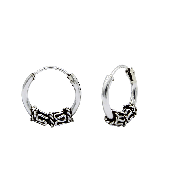 10mm Silver Bali Hoops - 1489