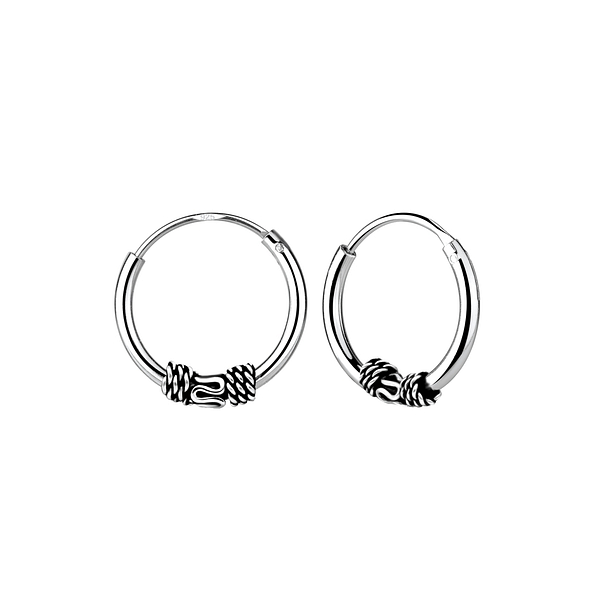 12mm Silver Bali Hoops - 1496