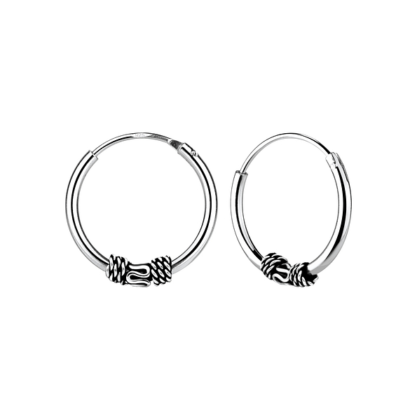 14mm Silver Bali Hoops - 1497 14mm Silver Bali Hoops - 1497