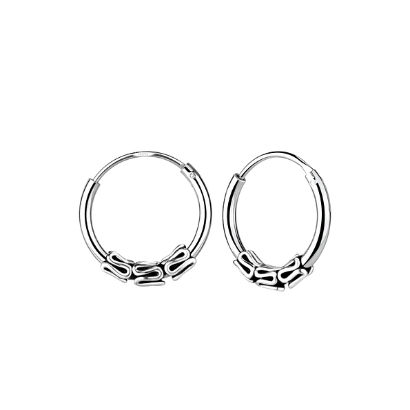 12mm Silver Bali Hoop Earrings - 8287 12mm Silver Bali Hoop Earrings - 8287