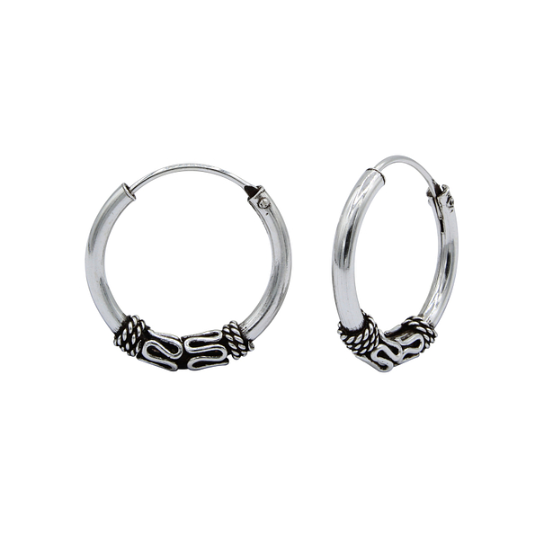 18mm Silver Bali Hoops - 1511