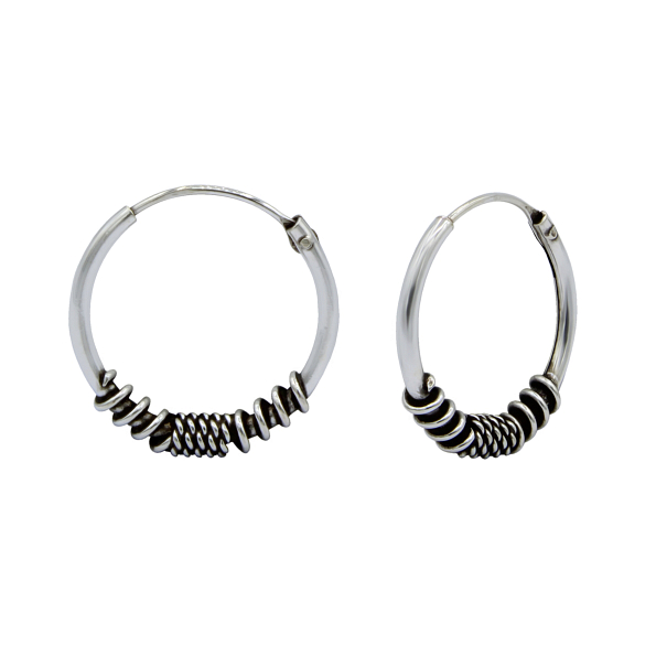14mm Silver Bali Hoops - 1520
