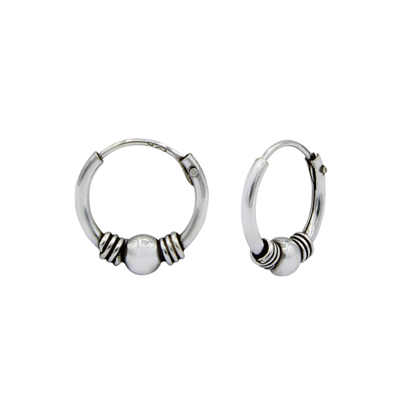 10mm Silver Bali Hoops - 1522