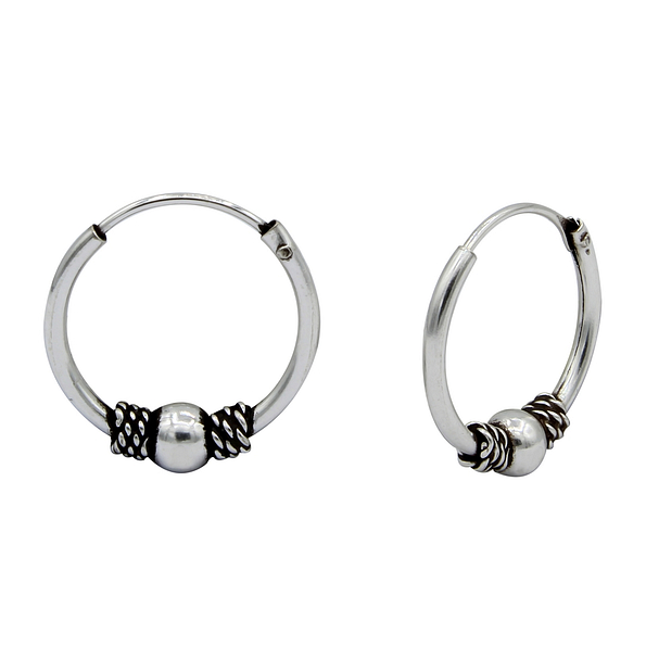 14mm Silver Bali Hoops - 1528