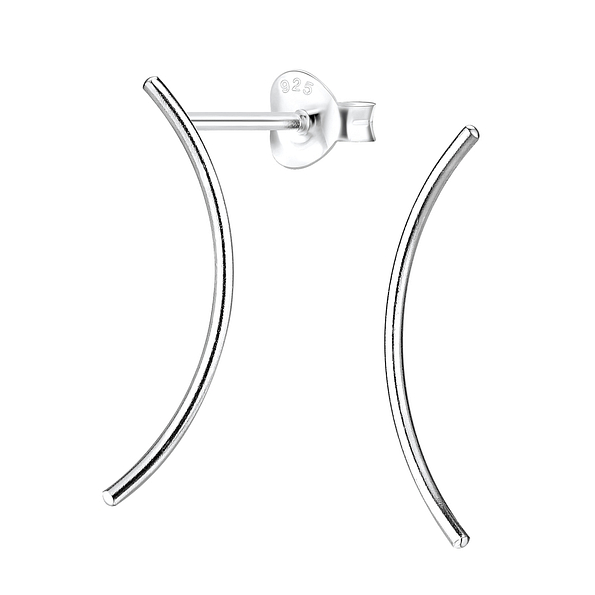 Silver Curved Bar Stud Earrings - 1242 Silver Curved Bar Stud Earrings - 1242