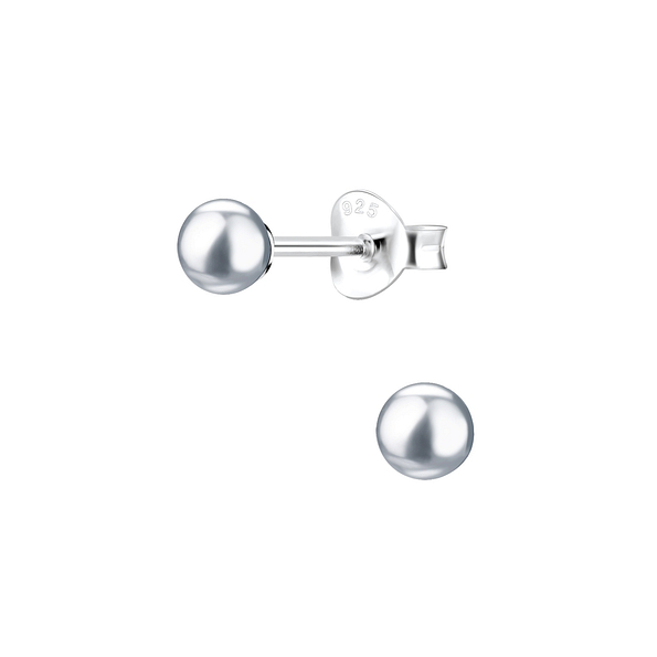 4mm Pearl Silver Stud Earrings - 1435 4mm Pearl Silver Stud Earrings - 1435