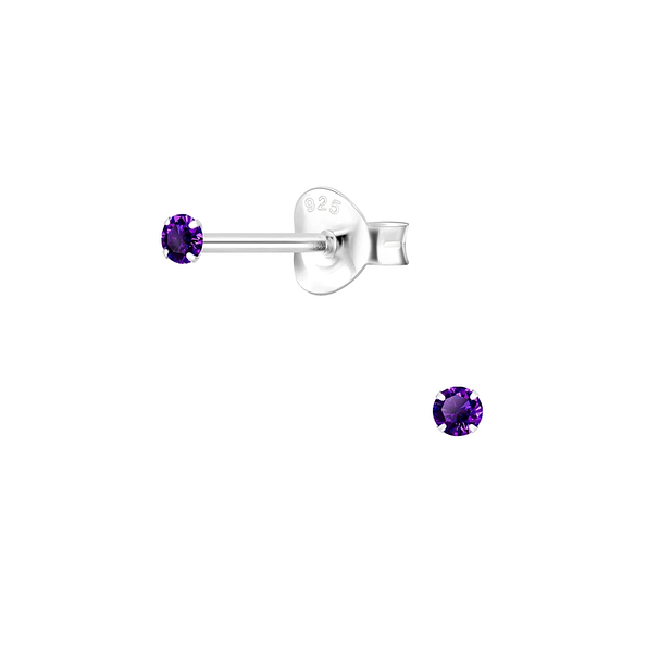 2mm Round Cubic Zirconia Silver Stud Earrings - 1337