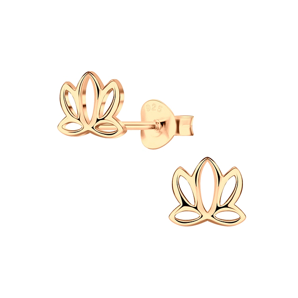 Silver Lotus Flower Stud Earrings - 5141