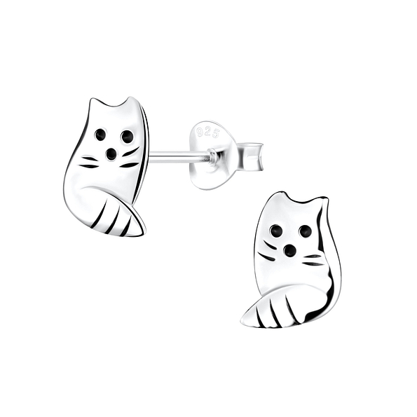 Silver Fox Stud Earrings - 1244