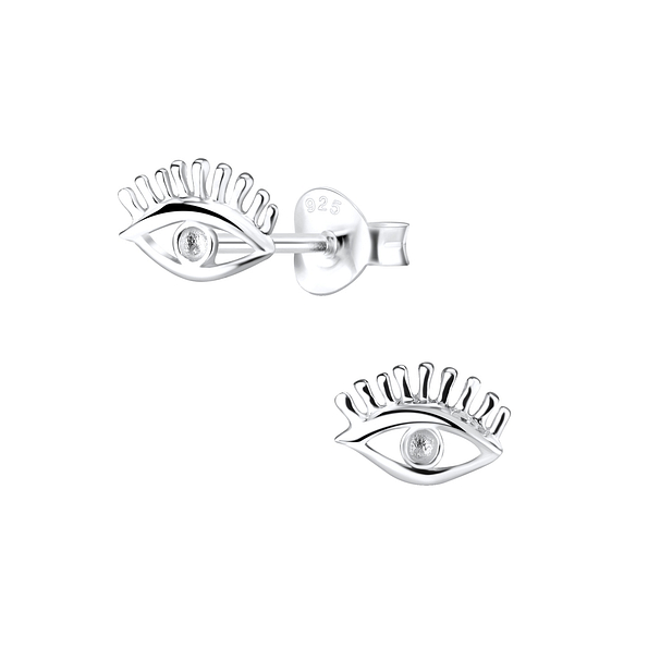 Silver Evil Eye Stud Earrings - 1272