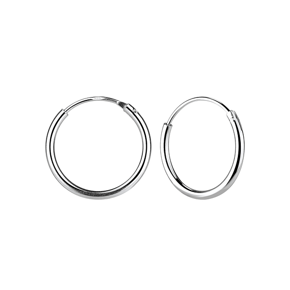 14mm Silver Hoop Earrings - 1315