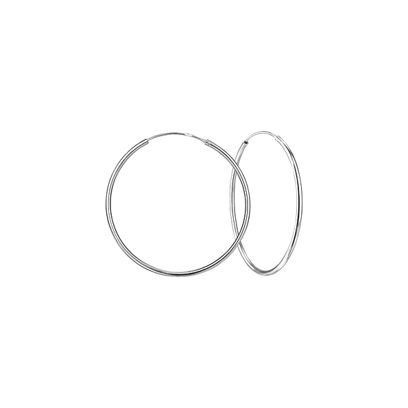 35mm Silver Hoop Earrings - 1323