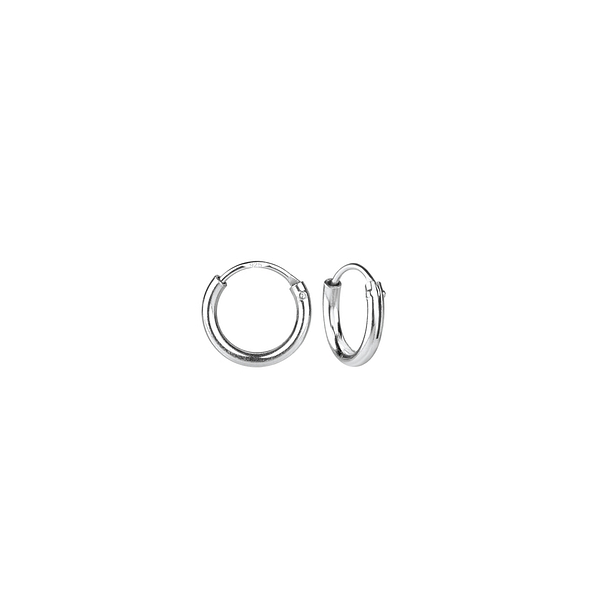 8mm Silver Hoop Earrings - 1309