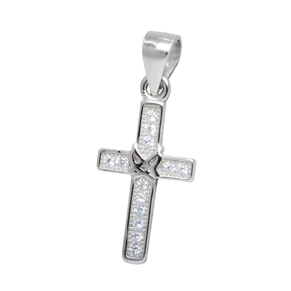 Silver Cross Cubic Zirconia Pendant - 1451