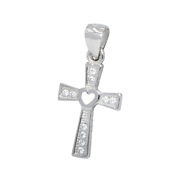 Silver Cross Cubic Zirconia Pendant - 1453