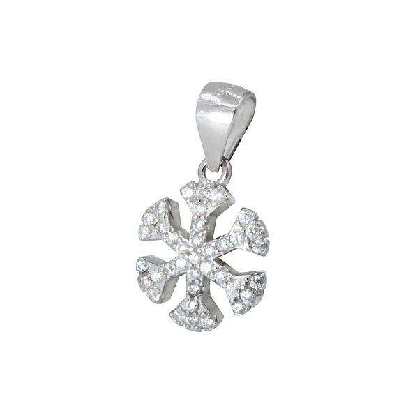 Silver Snow Flake Cubic Zirconia Pendant - 1455 Silver Snow Flake Cubic Zirconia Pendant - 1455