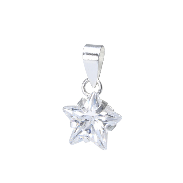 8mm Silver Star Cubic Zirconia Pendant - 1465 8mm Silver Star Cubic Zirconia Pendant - 1465