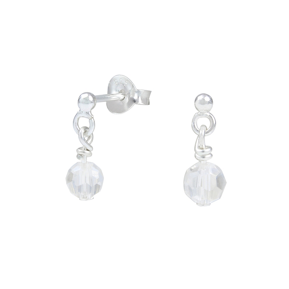 Silver Stud Earrings with hanging Beads - 1739 Silver Stud Earrings with hanging Beads - 1739