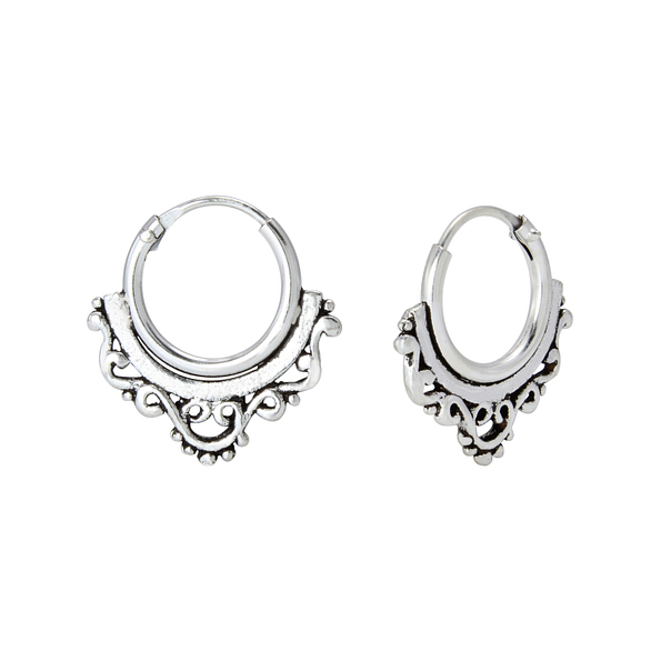 10mm Silver Bali Hoops - 1544