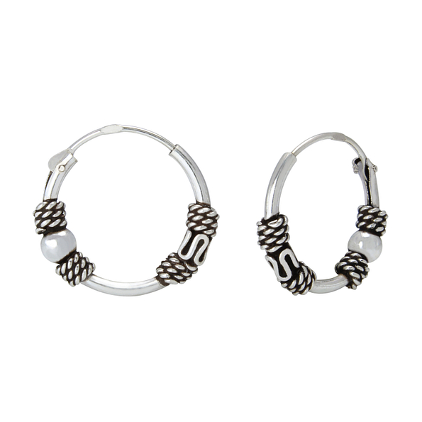 14mm Silver Bali Hoops - 1552 14mm Silver Bali Hoops - 1552