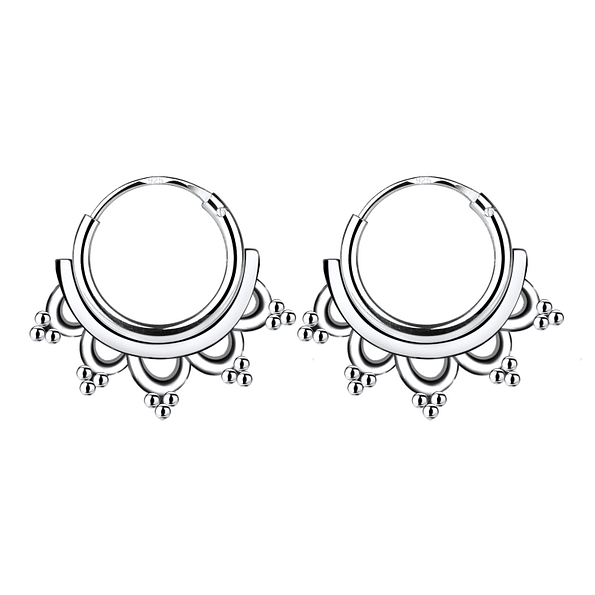 10mm Silver Bali Hoops - 1545