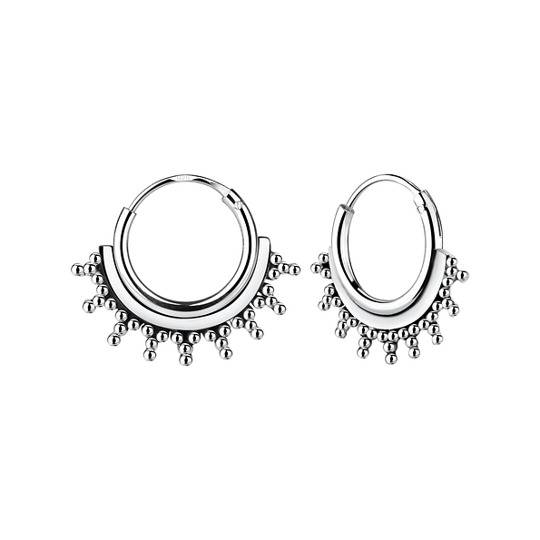 10mm Silver Bali Hoops - 1543