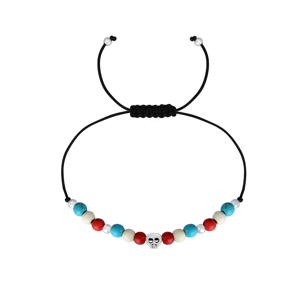 Silver Skull Friendship Bracelet - 1771