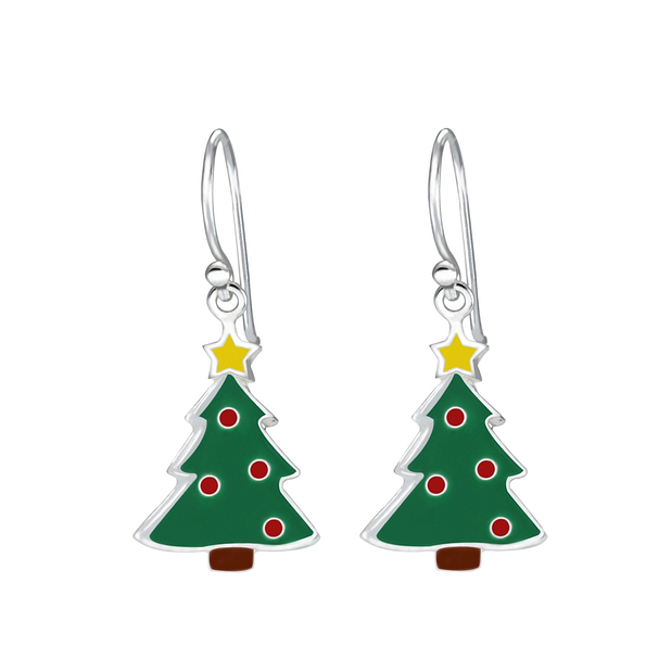 Silver Christmas Tree Earrings - 1754