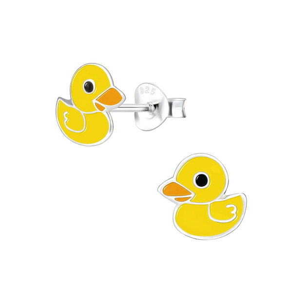 Silver Duck Stud Earrings - 1805