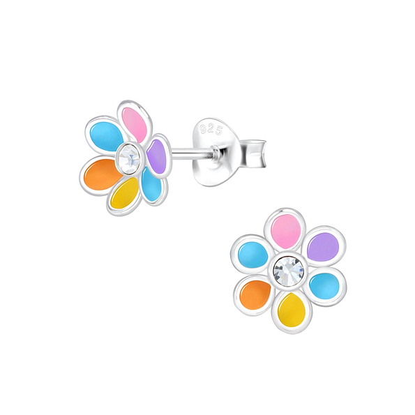 Silver Flower Stud Earrings - 1827