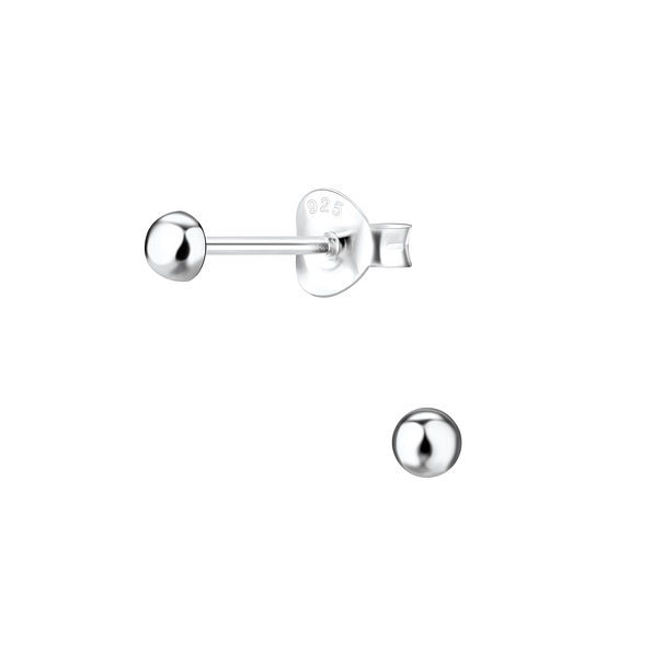 Silver 3mm Half Ball Stud Earrings - Wholesale - 1155