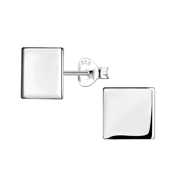 Silver Square Stud Earrings - 1715