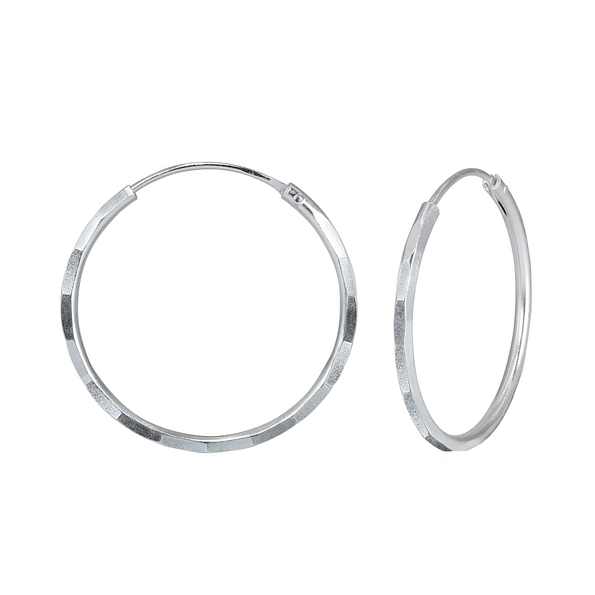 25mm Silver Hammered Hoops - 1606