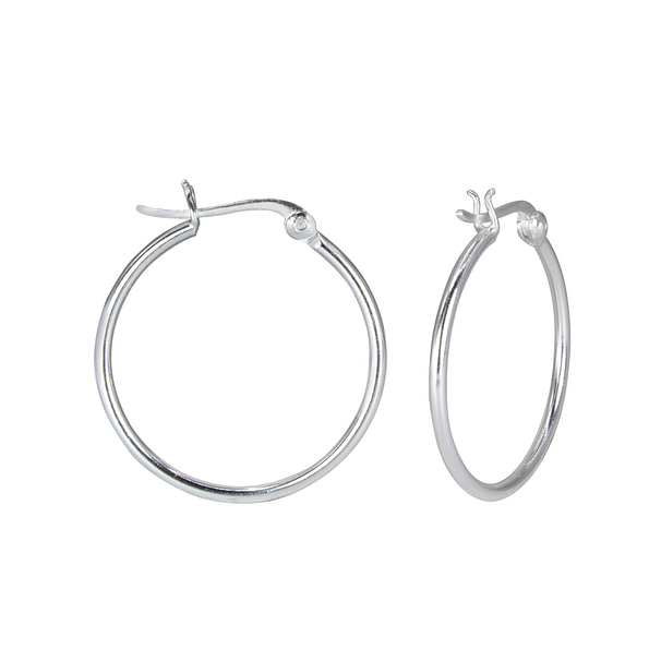 25mm Silver French Lock Hoops - 1610