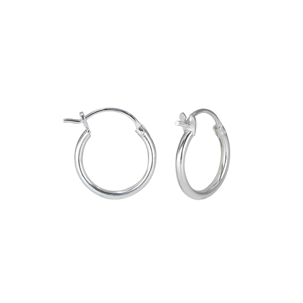 14mm Silver French Lock Hoop Earrings - 1611
