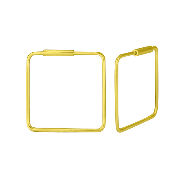 16mm Silver Square Hoop Earrings - 1646