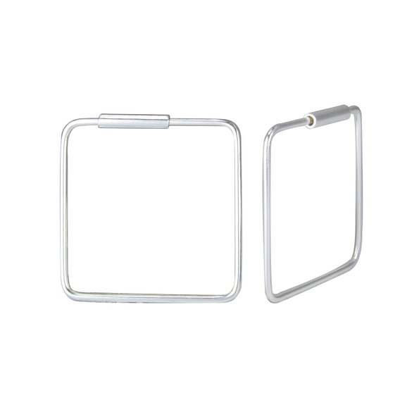 16mm Silver Square Hoop Earrings - 1645