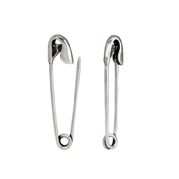 Silver Safety Pin Hoop Earrings - 1655