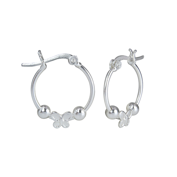 Silver Butterfly Hoop Earrings - 1656 Silver Butterfly Hoop Earrings - 1656