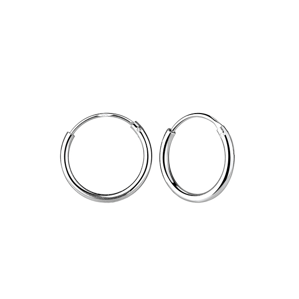 14mm Silver Hoop Earrings - Wholesale - 1665