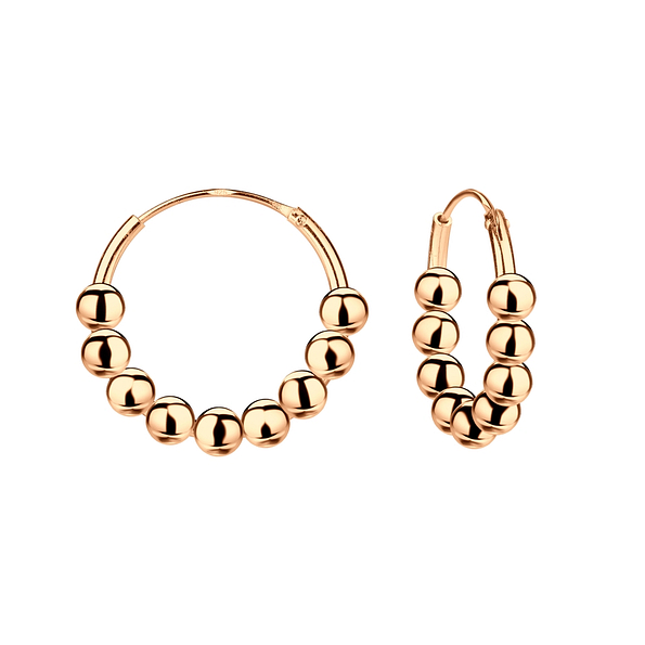 16mm Silver Balls Hoop Earrings - 6302
