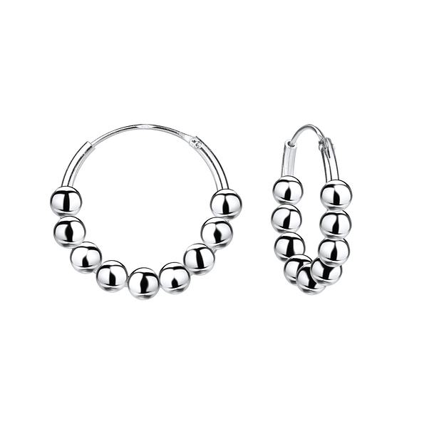 16mm Silver Bead Hoops - 1617